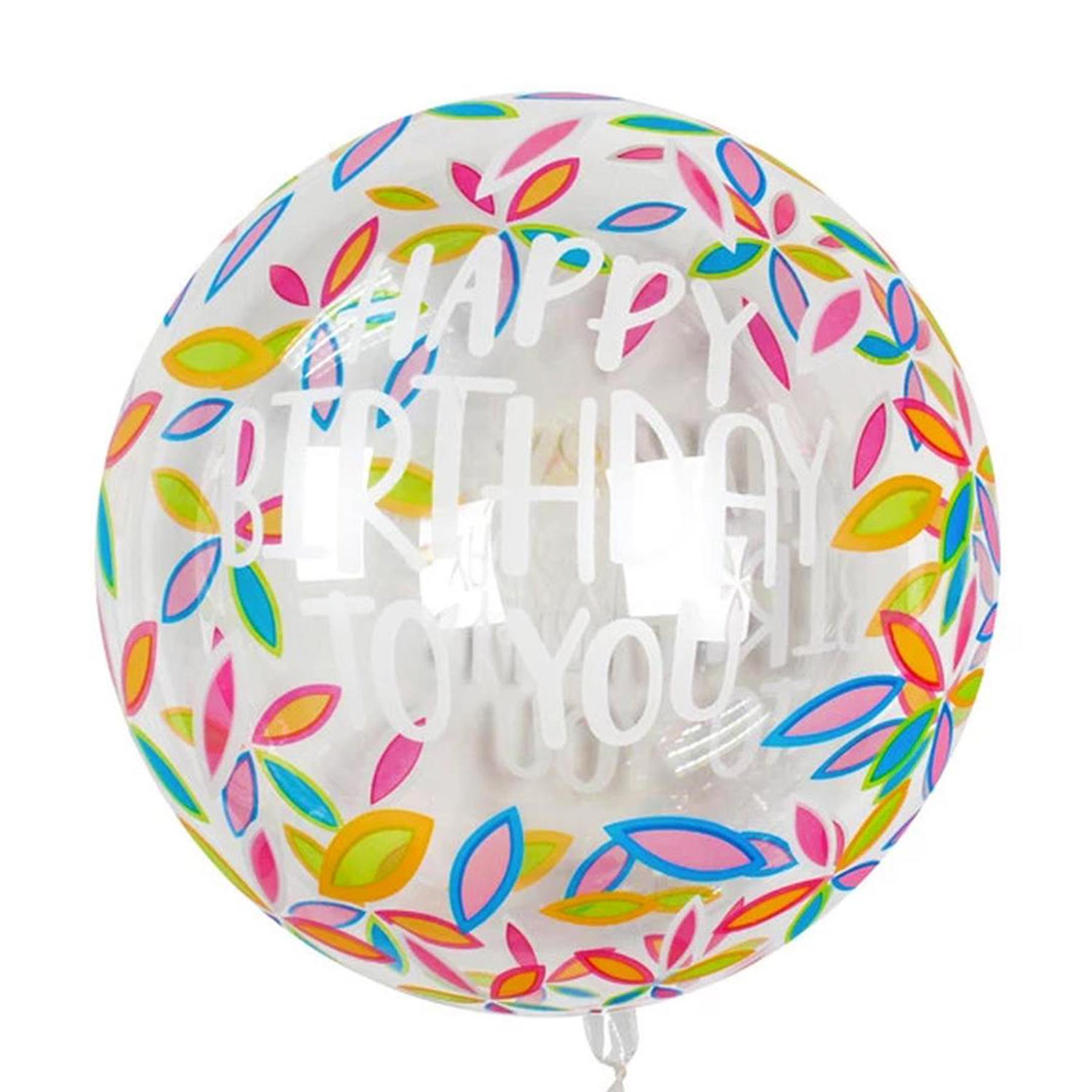 Transparenter Deko Ballon Happy Birthday bunt, 55 cm