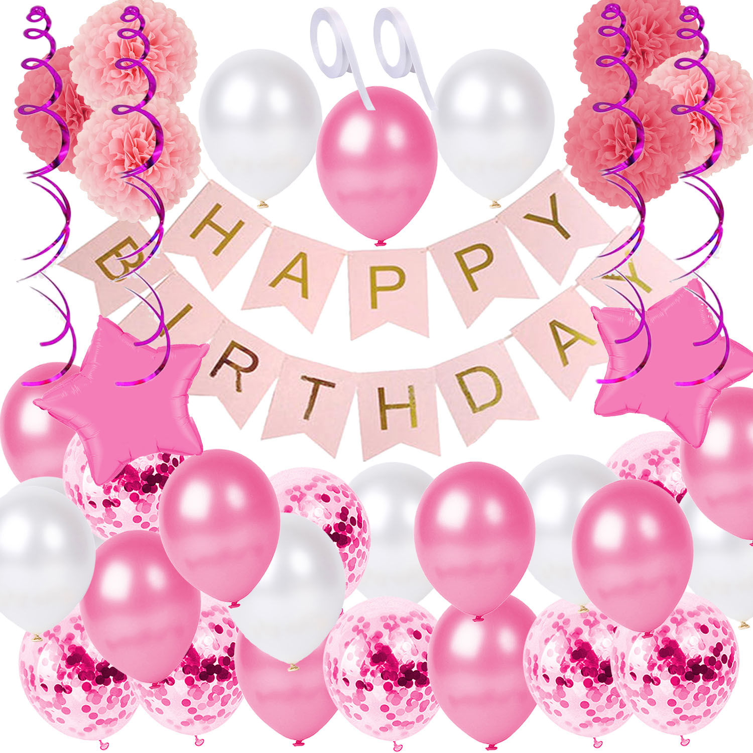 Happy Birthday Luftballon Party Set Pink Rosa, 33 tlg.