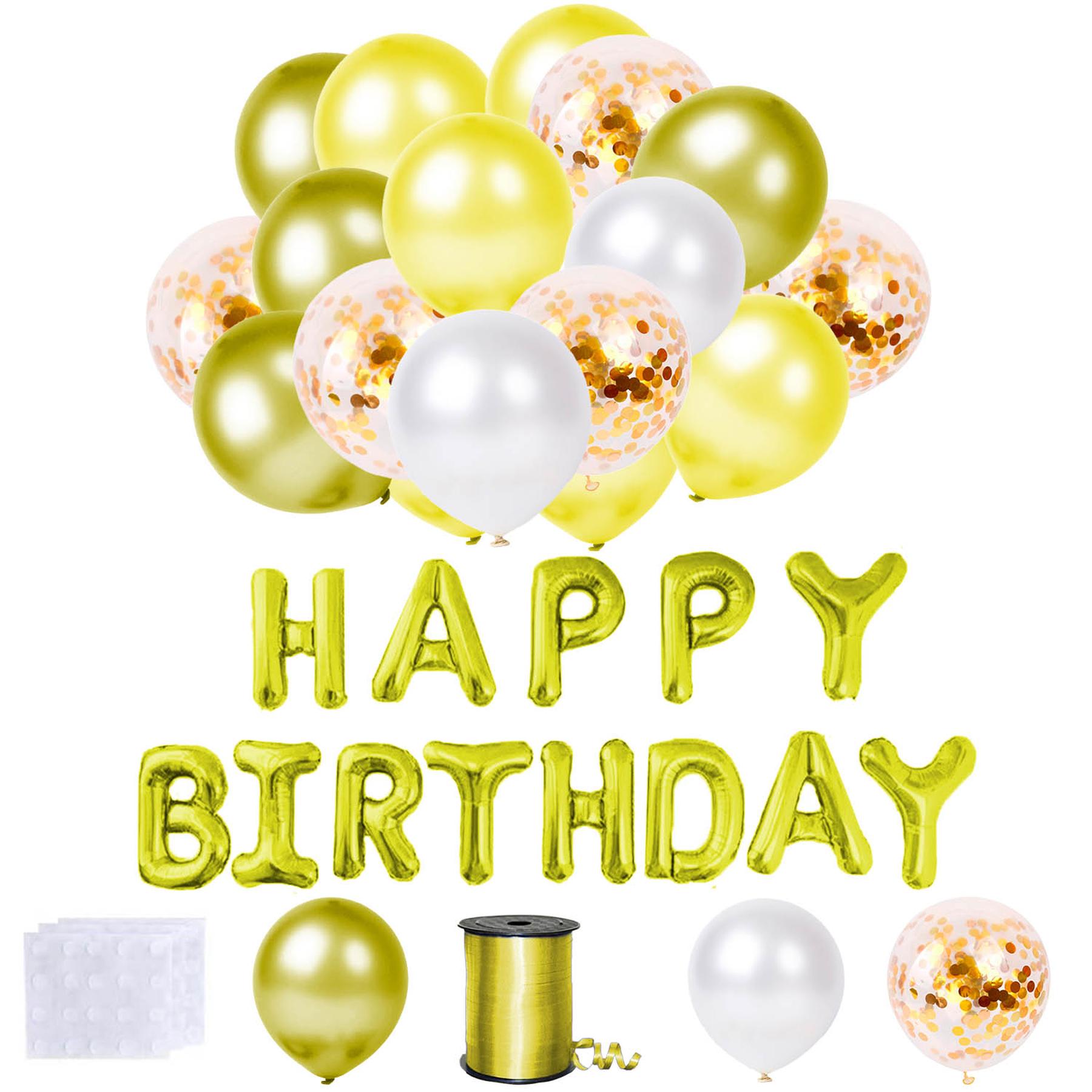 Happy Birthday Luftballon Set 48 tlg., Folienballons, Luftballons, gold