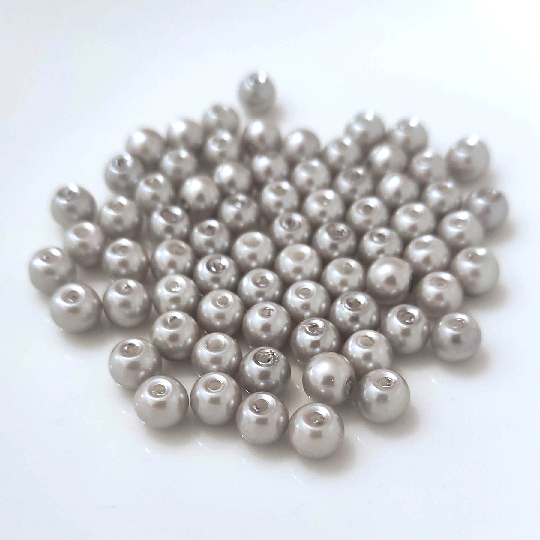 Glasperlen - Typ 'rund' - 20g - 8 mm - Silber