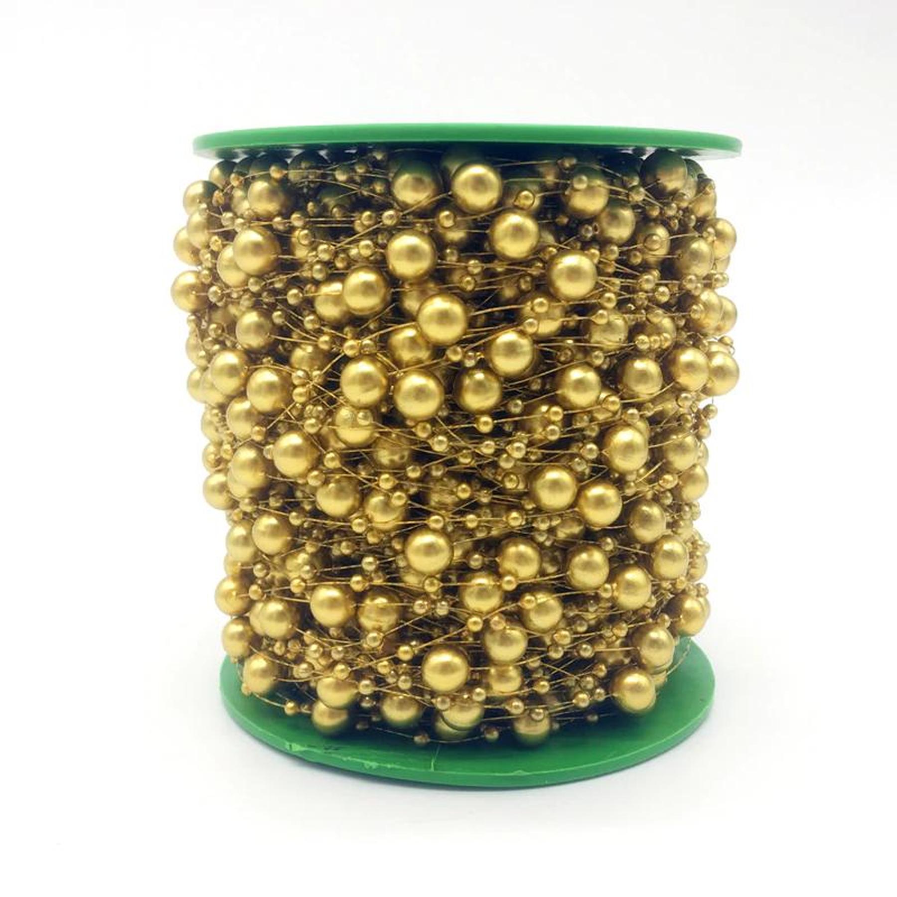 Perlengirlande - 120 cm / 8 mm Perlen - Gold