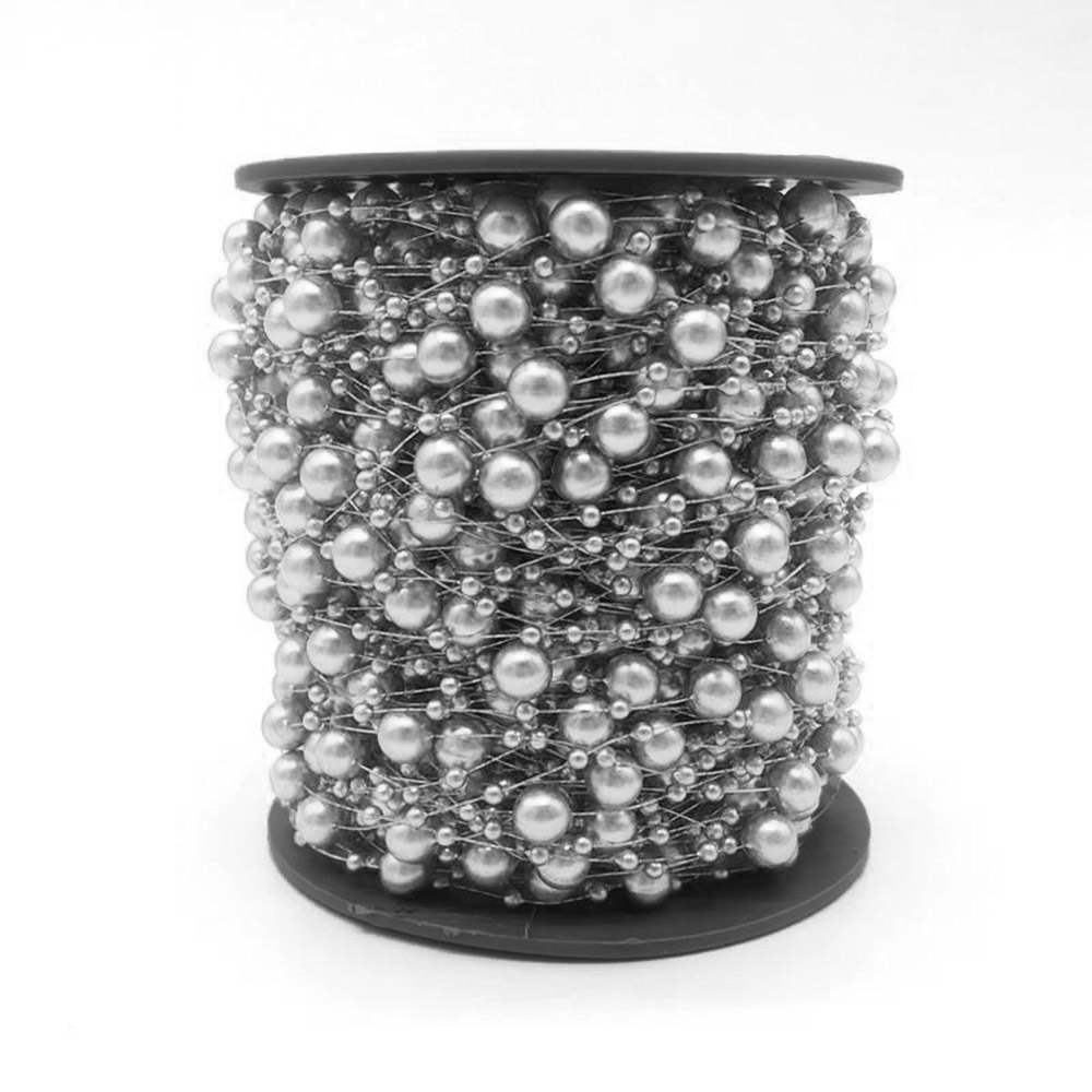 Perlengirlande - 120 cm / 8 mm Perlen - Silber