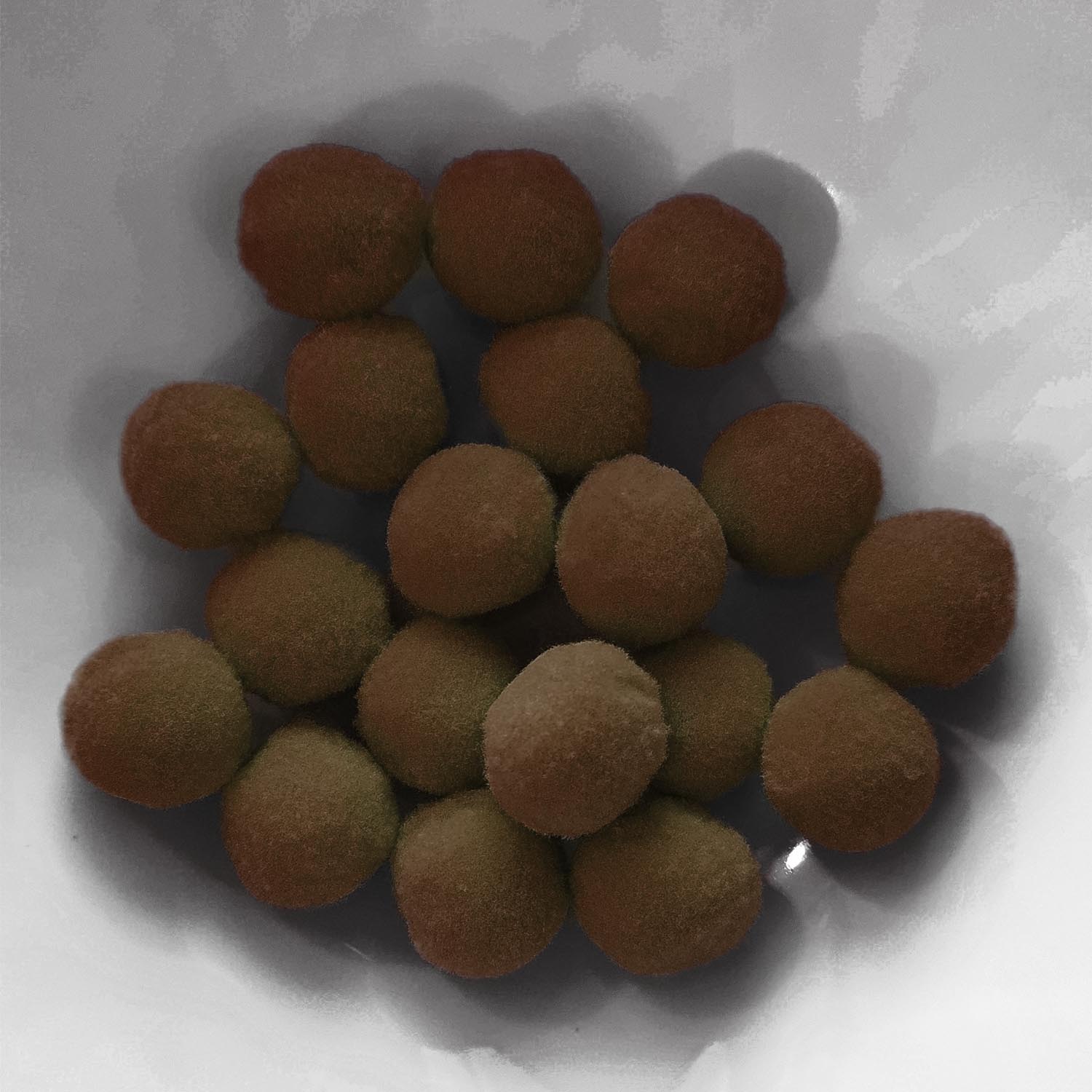 PomPon / Bälle aus Baumwolle - 12 mm / 40er Set - Braun