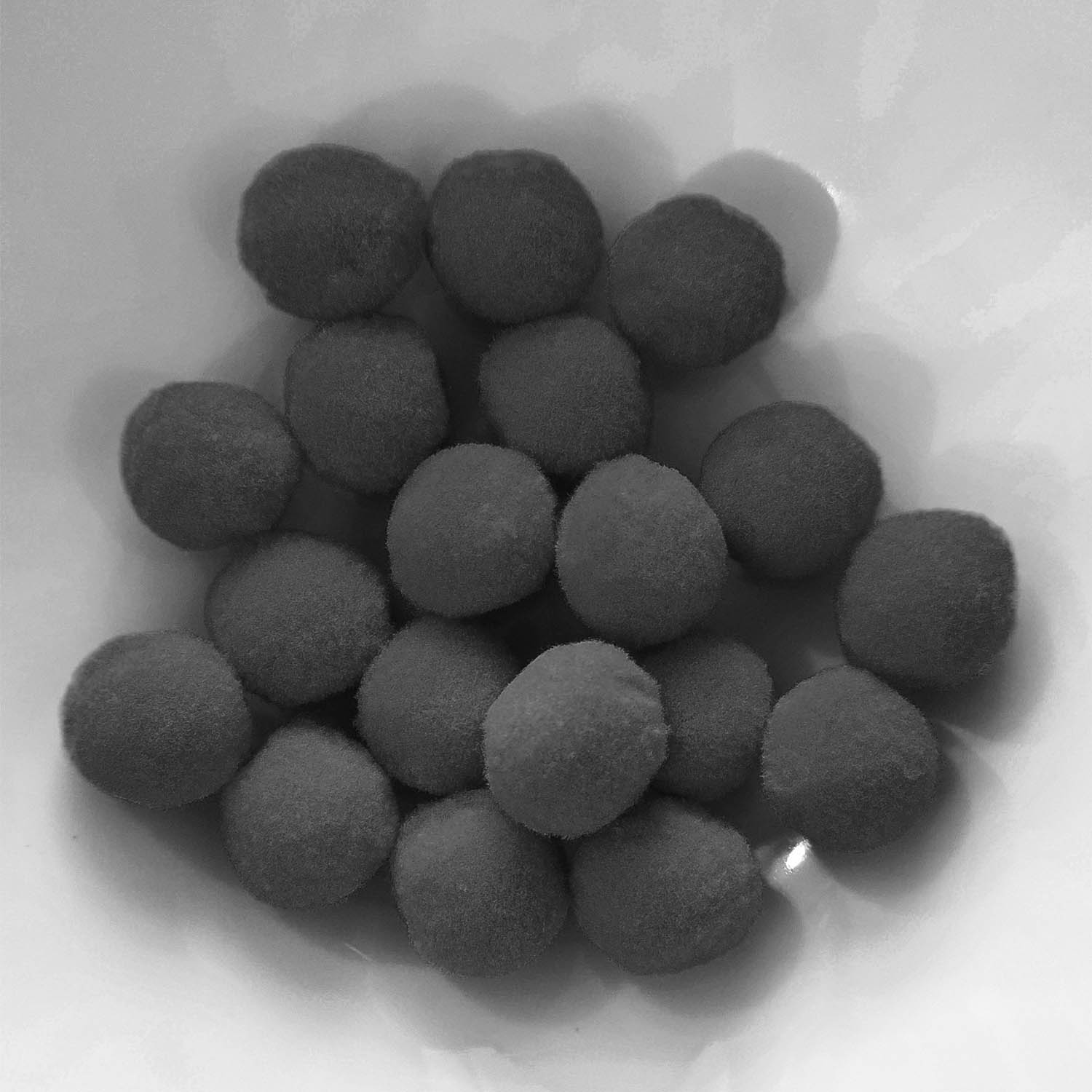 PomPon / Bälle aus Baumwolle - 25 mm / 20er Set - Grau dunkel