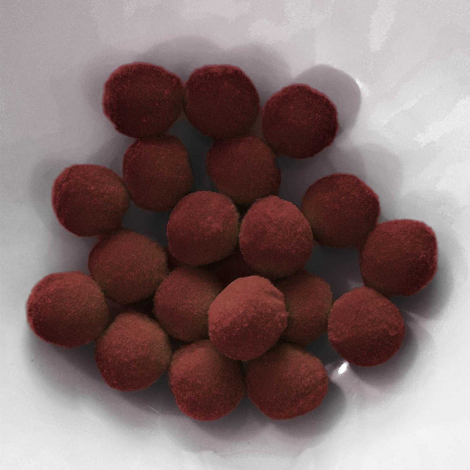 PomPon / Bälle aus Baumwolle - 12 mm / 40er Set - Rot dunkel / Bordeaux