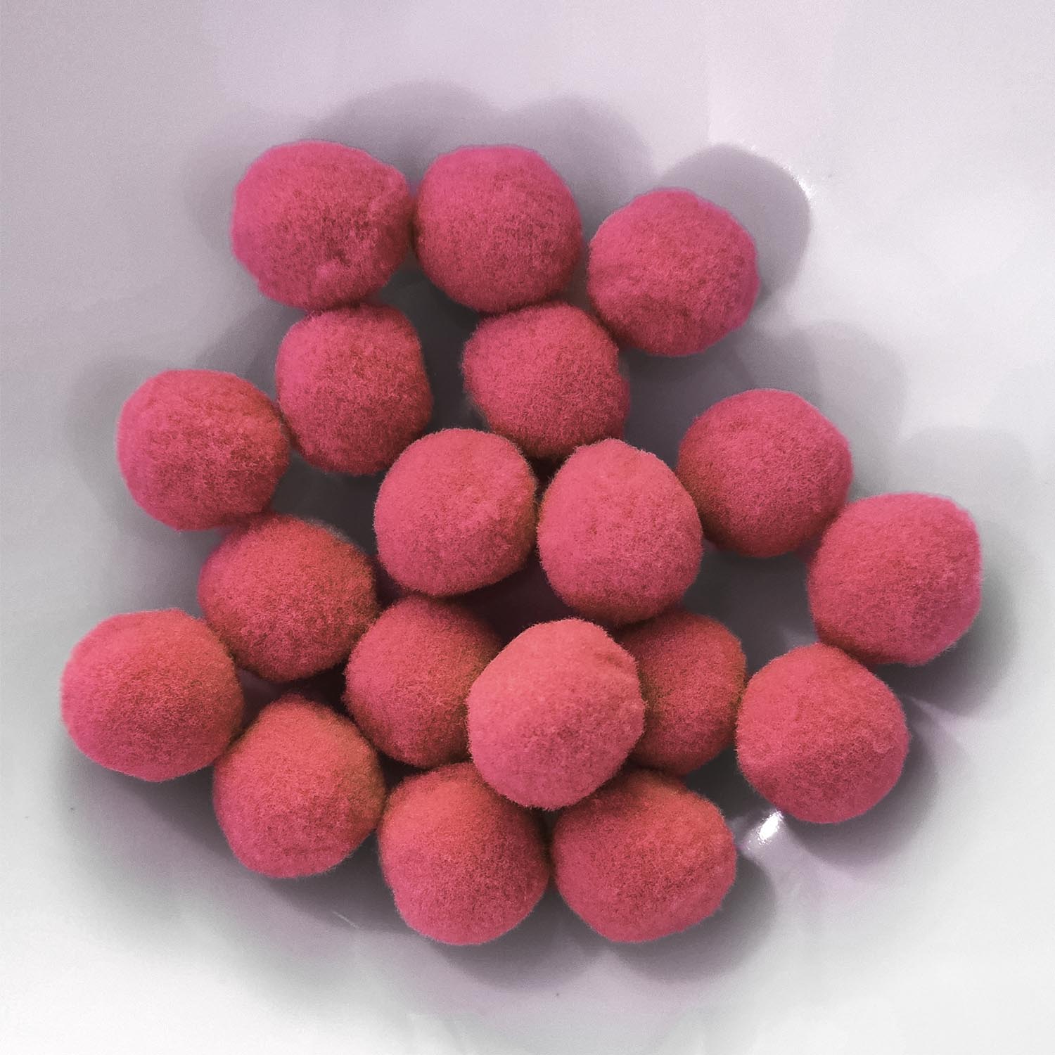 PomPon / Bälle aus Baumwolle - 25 mm / 20er Set - Rosa dunkel