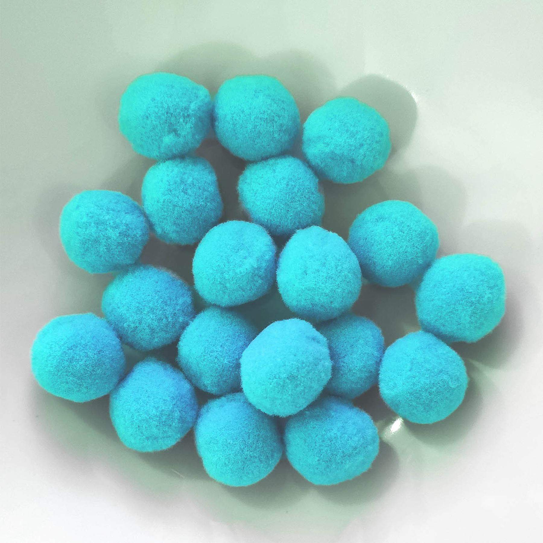 PomPon / Bälle aus Baumwolle - 20 mm / 25er Set - Blau hell / Himmelblau