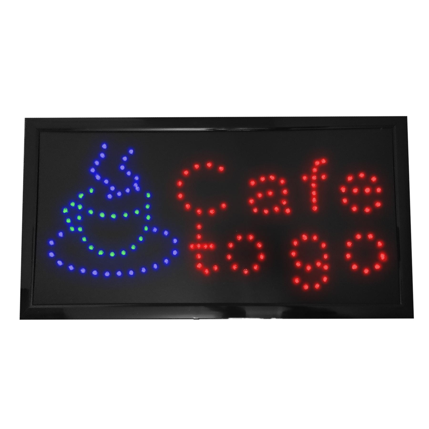 LED Reklame Leuchtschild, 48 x 25 cm, Coffee to go, rot blau orange