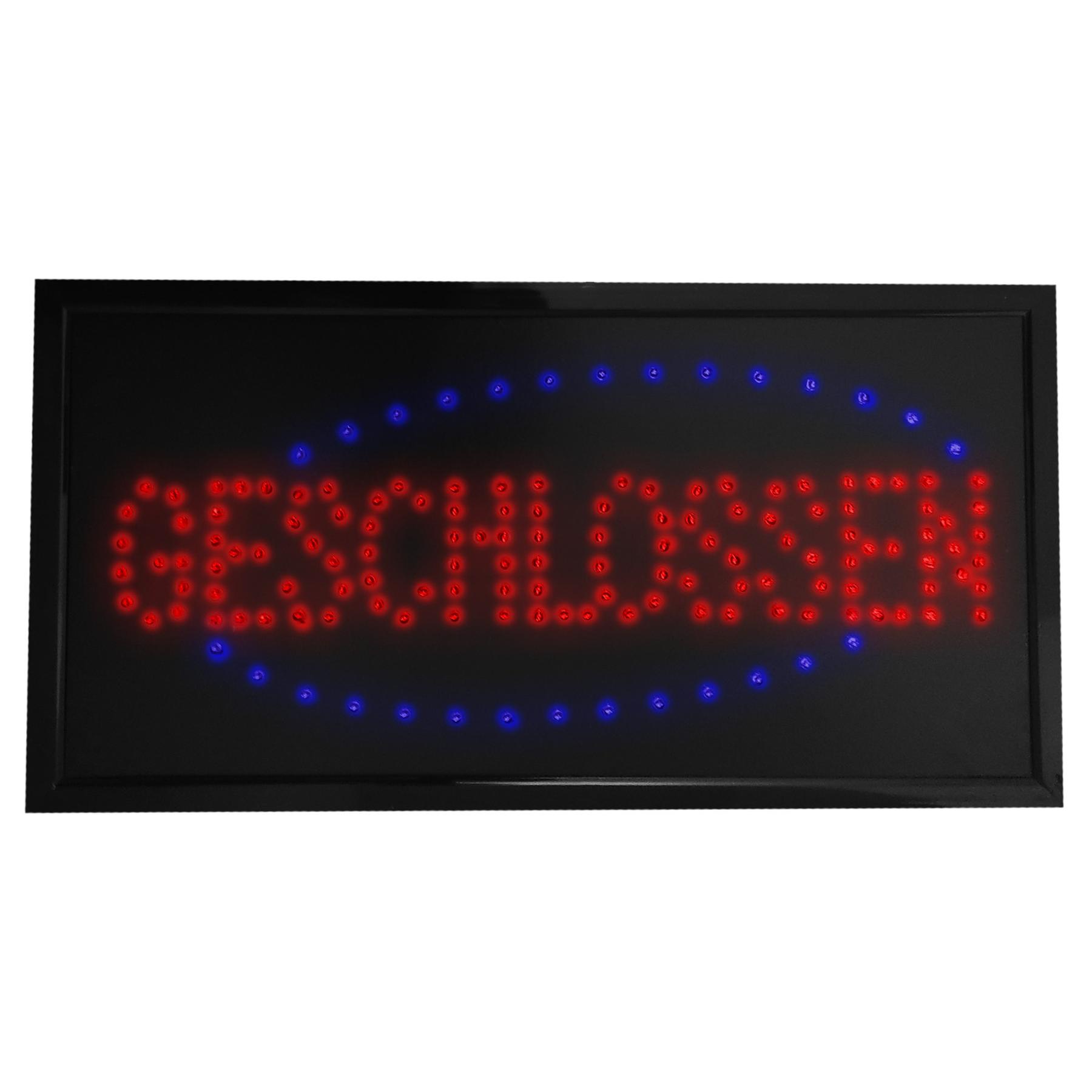 LED Reklame Leuchtschild, 48 x 25 cm, Geschlossen, rot blau