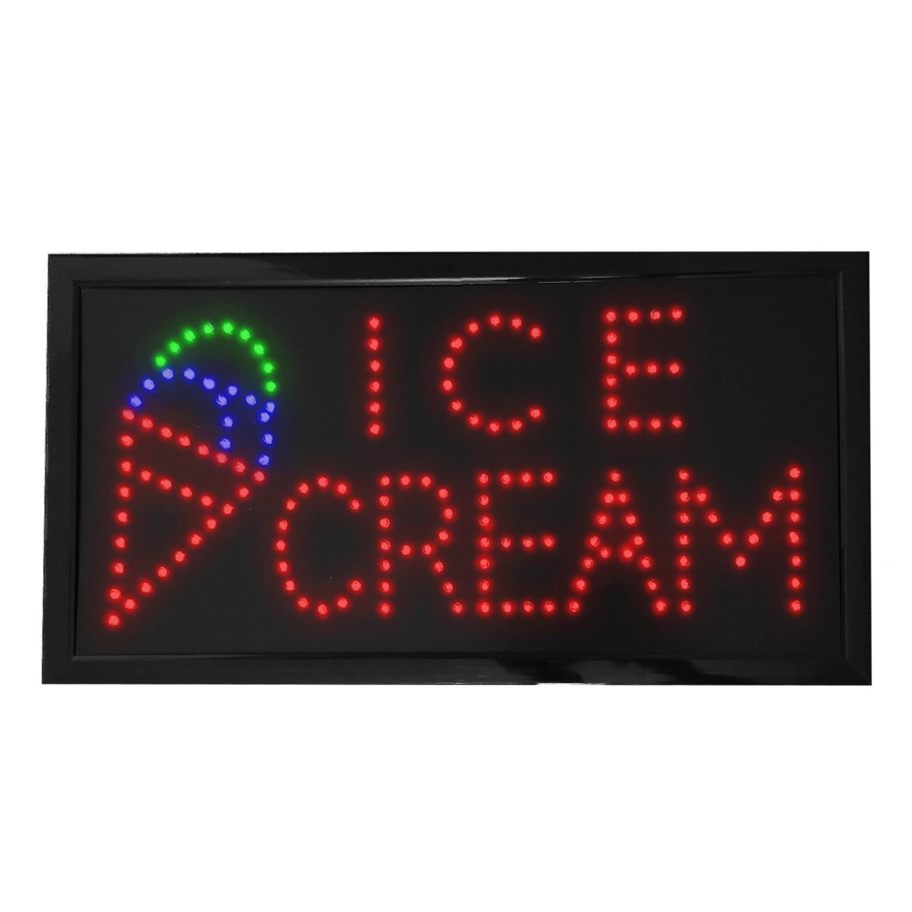 LED Reklame Leuchtschild, 48 x 25 cm, Ice Cream