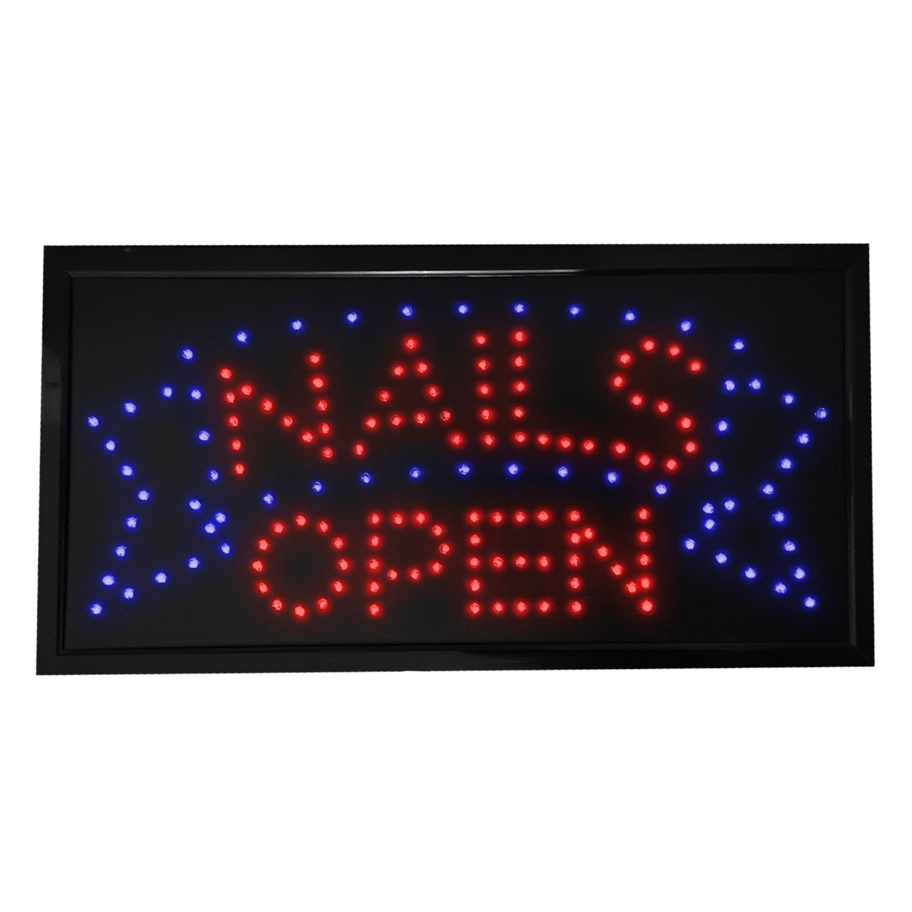 LED Reklame Leuchtschild, 48 x 25 cm, Nails Open