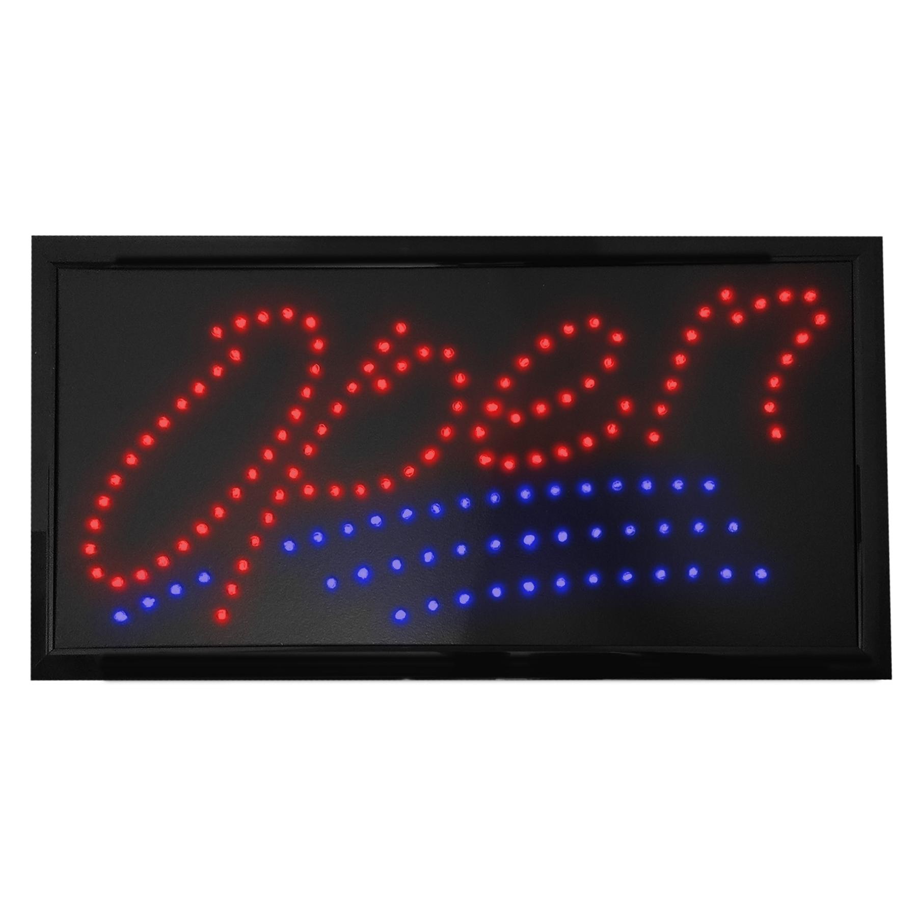 LED Reklame Leuchtschild, 48 x 25 cm, Open, rot blau unterstrichen